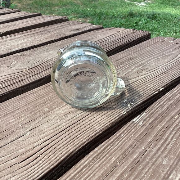 Kelloggs Clear Glass Mini Pitcher Creamer Small Juice Carafe Handle Spout - Picture 2 of 3